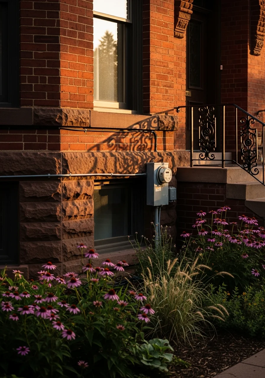 Detail of a Denver home's entrance and landscaping reflecting the city's architectural diversity.
